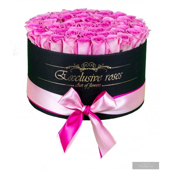 Exclusive Rózsa Box 28-30 szál Halvány rózsaszín rózsa fekete boxban